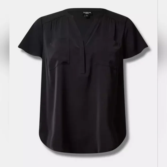 Torrid Harper Studio Crepe de Chine Flutter Short Sleeve Blouse - Picture 1 of 4